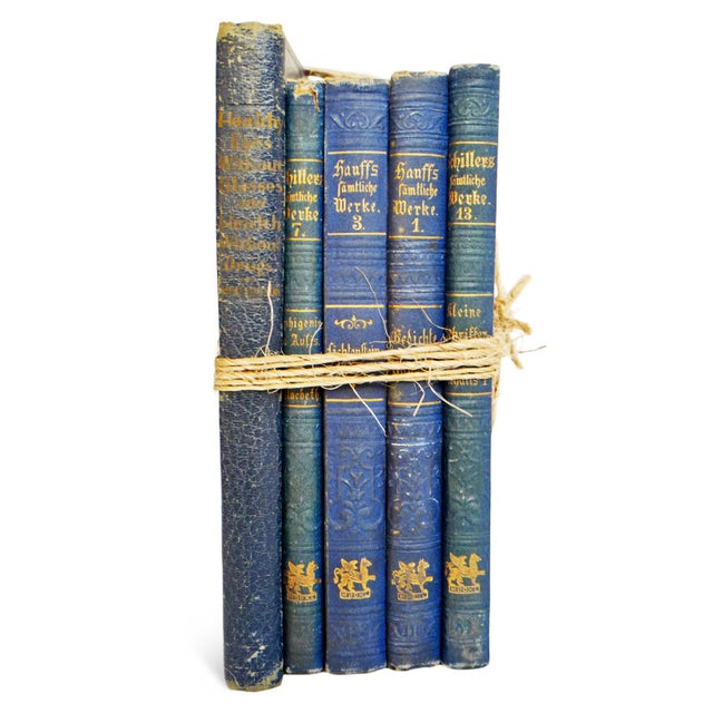 Traditional Antique Blue Book Bundle For Sale - Image 3 of 5