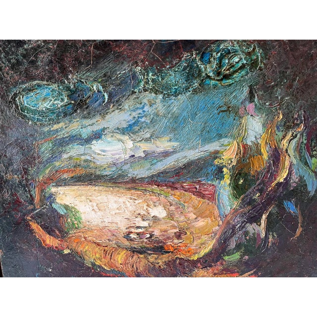 1980s Vintage Abstract Oil Painting by F. Sovero Cuyubama (20th C) For Sale - Image 5 of 12