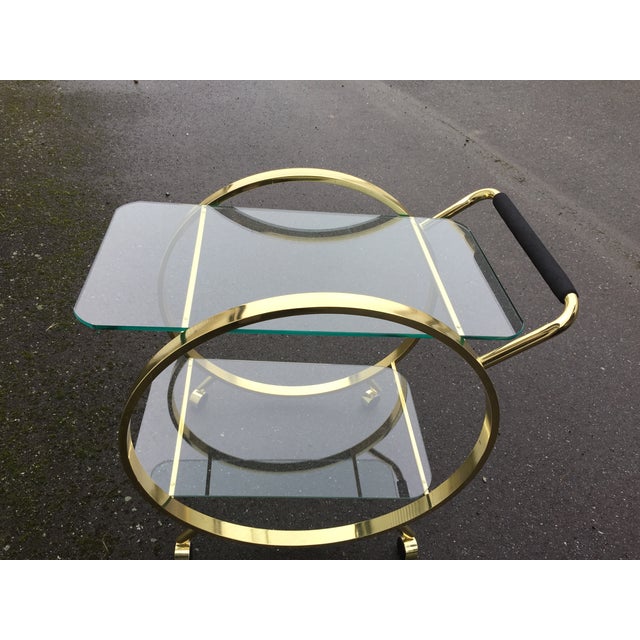 MCM Glass & Brass Circular Style Bar Cart Chairish