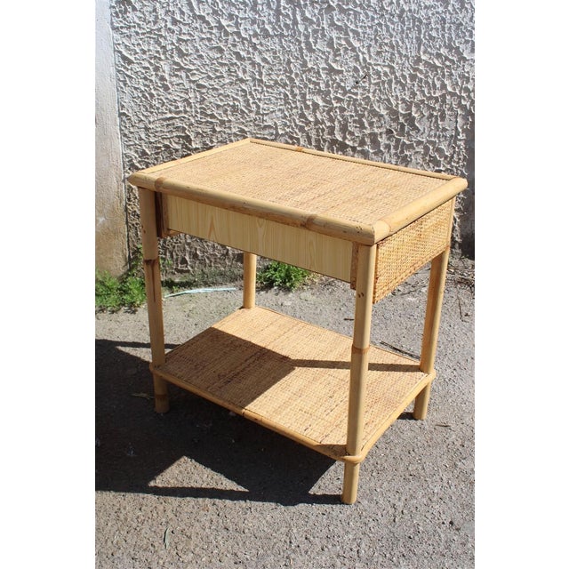 Vintage Italian Bamboo Bedside Tables with Drawer and Shelf, 1950, Set of 2 For Sale - Image 12 of 18