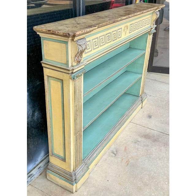 Wood Early Venetian Hand Painted Neo-Classical Style Bookcase Faux Marble Top For Sale - Image 7 of 7