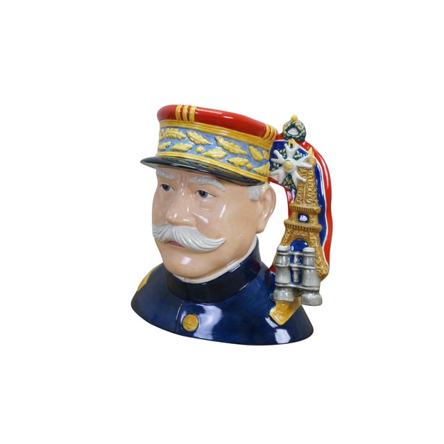 Rare large vintage Royal Doulton 7227 porcelain character jug of Marshal Joffre featuring the Croix de Guerre, the Eiffel...