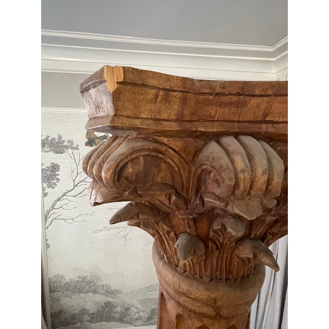Antique Carved Solid Wood Corinthian Column For Sale - Image 9 of 13