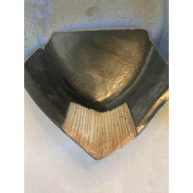 Vintage Southwestern Style Stoneware Platter, Blues & Black For Sale In Houston - Image 6 of 12