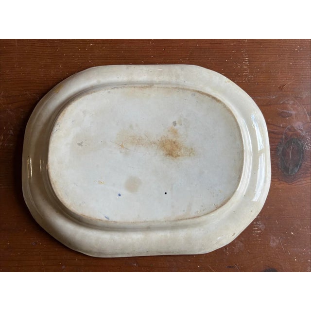 Antique Dark Blue Transfer Decorated Staffordshire Platter, "Wild Rose" For Sale - Image 10 of 12