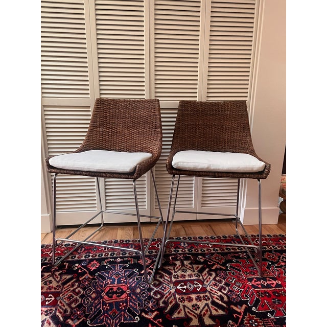 Modern McGuire Woven Shelter Counter Stool For Sale - Image 3 of 8