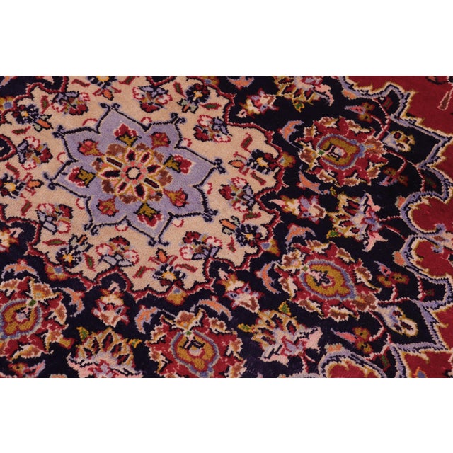 Shabby Chic Persian Kashan Red/Purple Wool Rug - 9'8'' X 13'9'' For Sale - Image 4 of 10