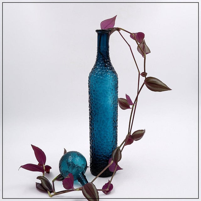 Mid-Century Modern Italian Genie Bottle in Blue Empoli Glass, 1960s For Sale - Image 12 of 12