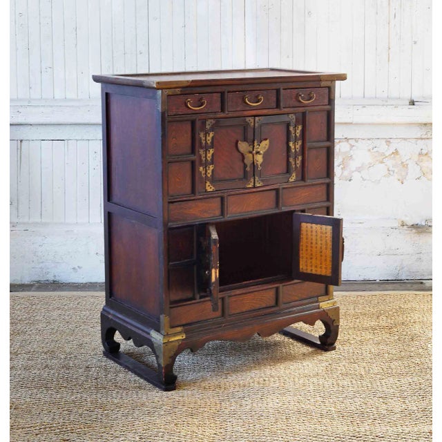 Antique Asian Cabinet With Brass Detail For Sale In Providence - Image 6 of 6
