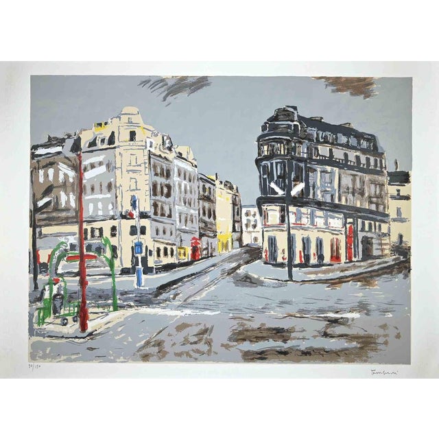 View of Paris is an original Modern artwork realized by Orfeo Tamburi (Jesi, 1910 – Paris,1994) in 1980s. Original Colored...