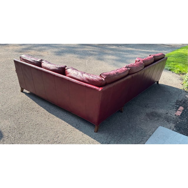 2000 - 2009 Oxblood Red Leather Sectional Sofa by Bradington Young LLC For Sale - Image 5 of 6