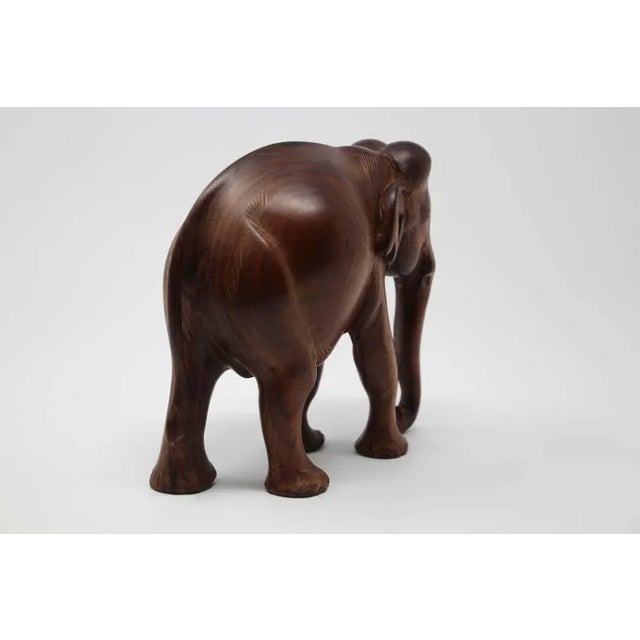African Wood Hand Carved Elephant For Sale In Palm Springs - Image 6 of 11
