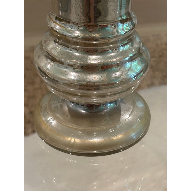 Antique 19th Century Bohemian Hand-Painted Floral Mercury Glass Vase For Sale In Little Rock - Image 6 of 15