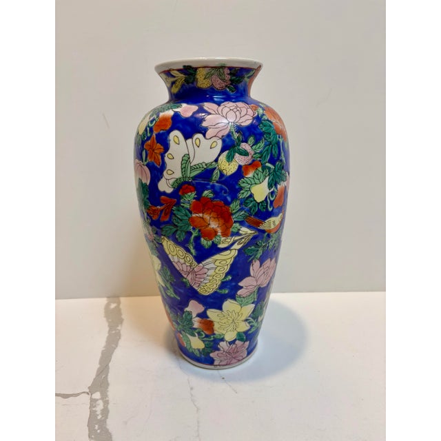 Vintage Chinoiserie Hand Painted Vase For Sale - Image 10 of 10