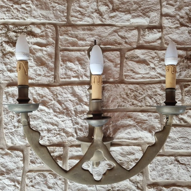 Metal Vintage Brass Wall Lamp, 1950s For Sale - Image 7 of 7
