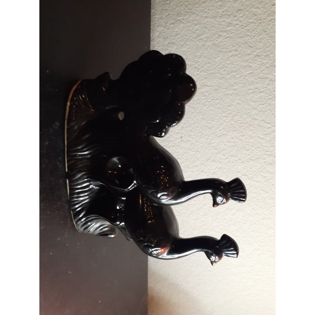 This is a GORGEOUS Black Ceramic 7" Peacock Figurine. Procured at auction BOX 36