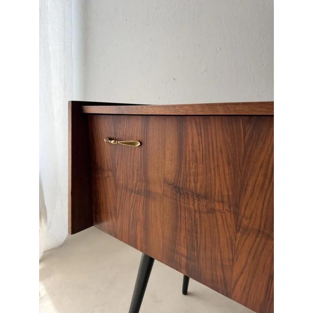 Mid-Century Drop-Front Chest in Walnut with Brass Handles For Sale - Image 4 of 16