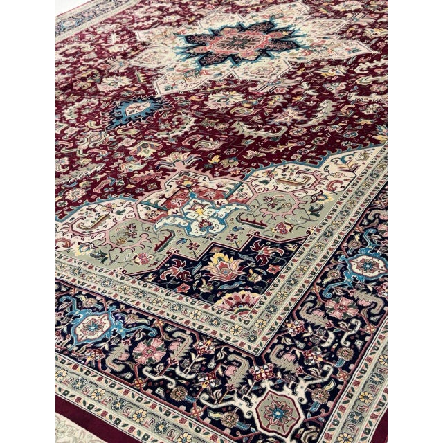 Ruby Red Pasargad DC Persian Tabriz Heriz Design Rug For Sale - Image 8 of 10