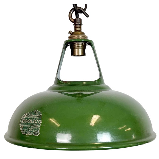 Industrial Green Enamel Factory Pendant Lamp from Coolicon, 1950s For Sale - Image 18 of 18