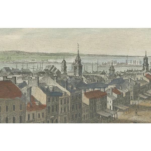 The hand-colored print titled "new york," published in 1842, presents a detailed and picturesque view of the cityscape of...