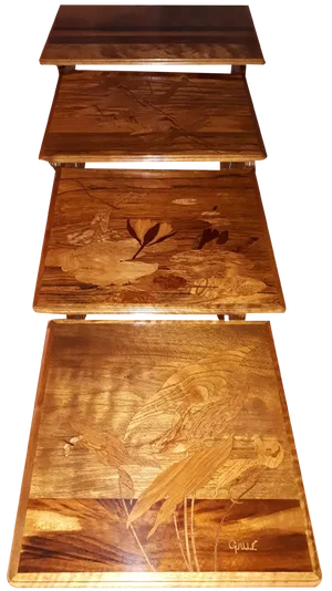 Nesting Tables Decorated with Dragonflies by Gallé, Set of 4
