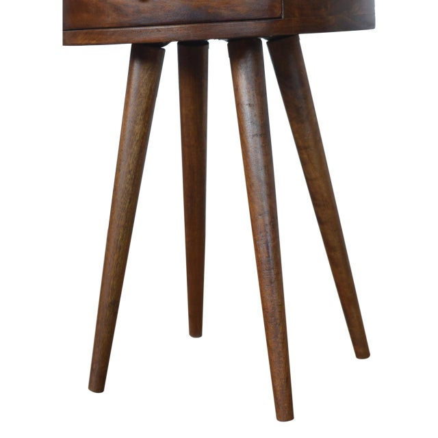 Circular Solid Wood Table With Polished Finish For Sale - Image 4 of 8