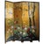 Lacquer De Chine Decorative Floral Four Fold Two-Sided Room Divider For Sale