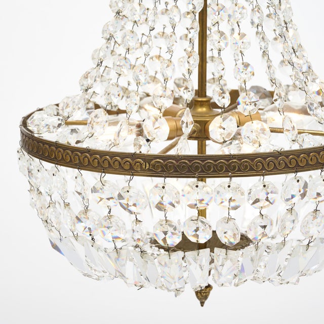 Brass French Antique Crystal Pendant For Sale - Image 8 of 9