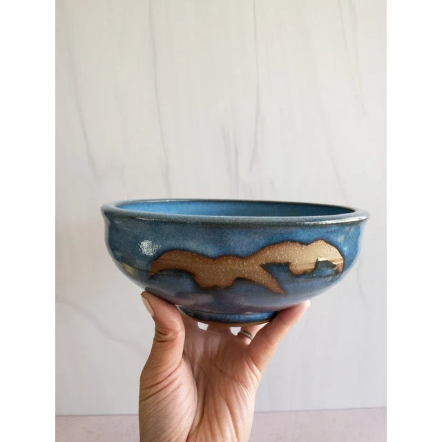 Traditional 1970s Vintage Midcentury Pottery Bowl Ikebana For Sale - Image 3 of 13
