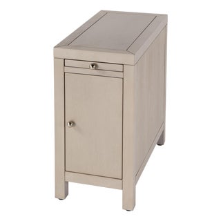 Nora 12 in. W Rectangular Wood 1 Door Narrow End Table with Pull-Out Tray, Antique Taupe For Sale