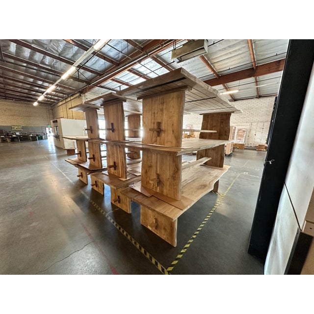 Contemporary Live Edge Teak Wood Dining Table For Sale - Image 3 of 6