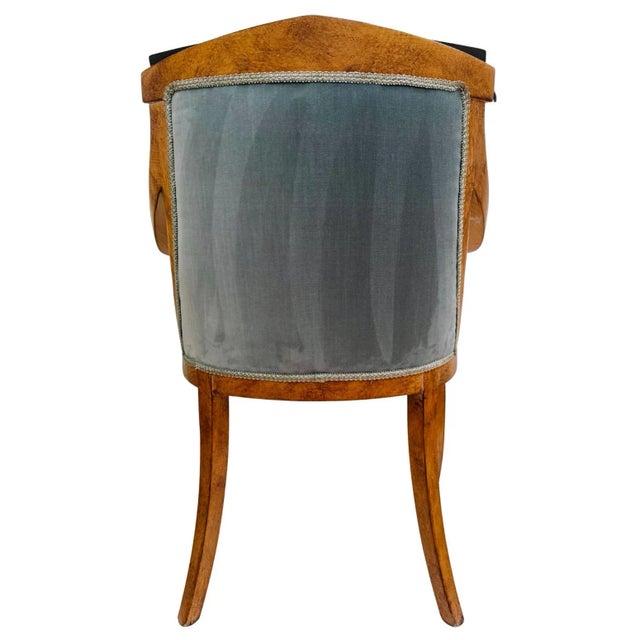 Blue Pair of Regency Style Italian Upholstered Side Chairs With Lion's Head Masques For Sale - Image 8 of 17