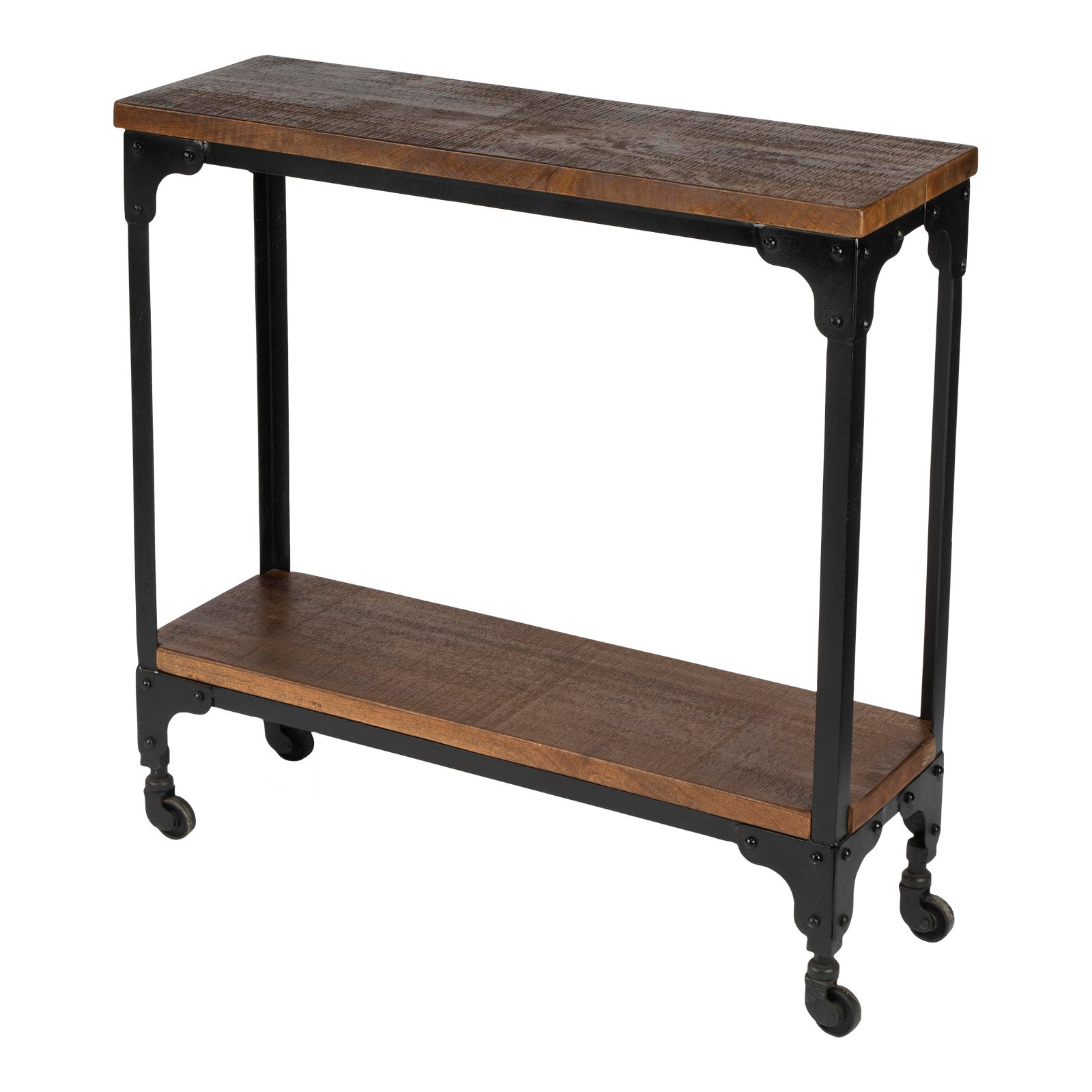 Image showcasing Gandolph Industrial Chic Console Table, Medium Brown | Chairish