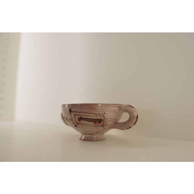 Vintage Hand-Painted Studio Pottery Loving Cup Bowl For Sale In Austin - Image 6 of 11