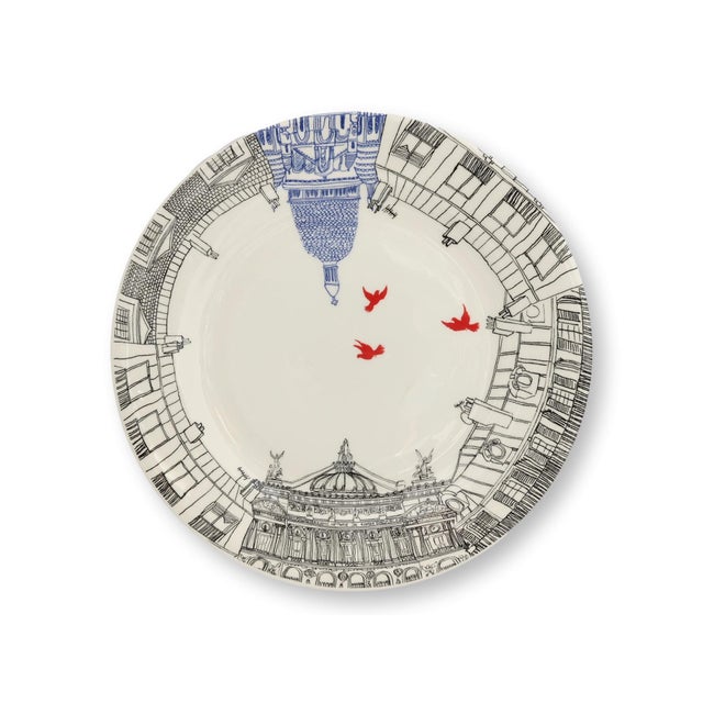 Late 20th Century Gien "Ca c’est Paris" Dessert Plates, Set of 4 For Sale In Los Angeles - Image 6 of 9