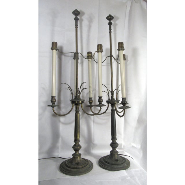 These old, regal, dramatic lamps are so heavy, made of solid brass. They are 39" tall. They are in working order. The...
