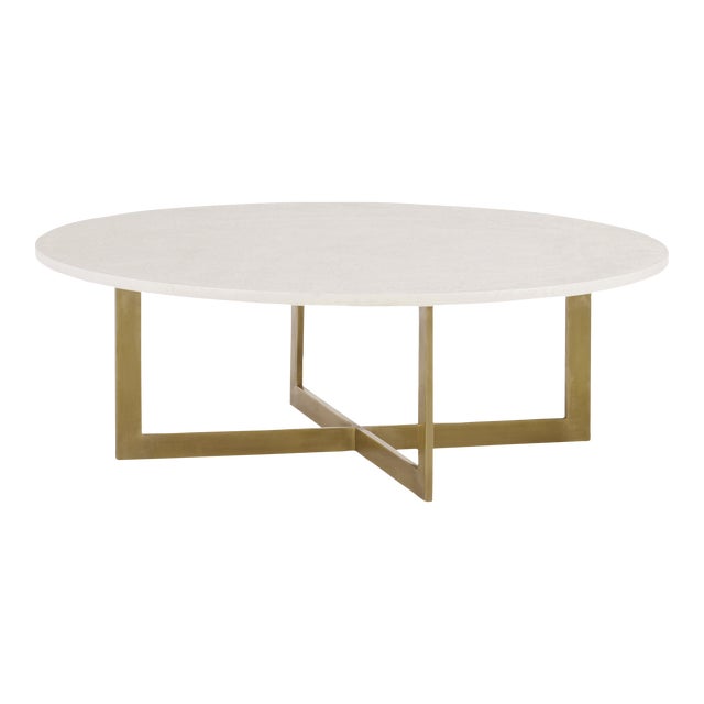Nest Small Round Cocktail Table with Stone Top For Sale