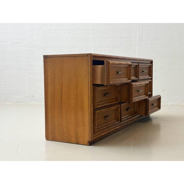Vintage Sideboard with Rattan Fronts and Brass Handles, Italy, 1970s For Sale - Image 3 of 16