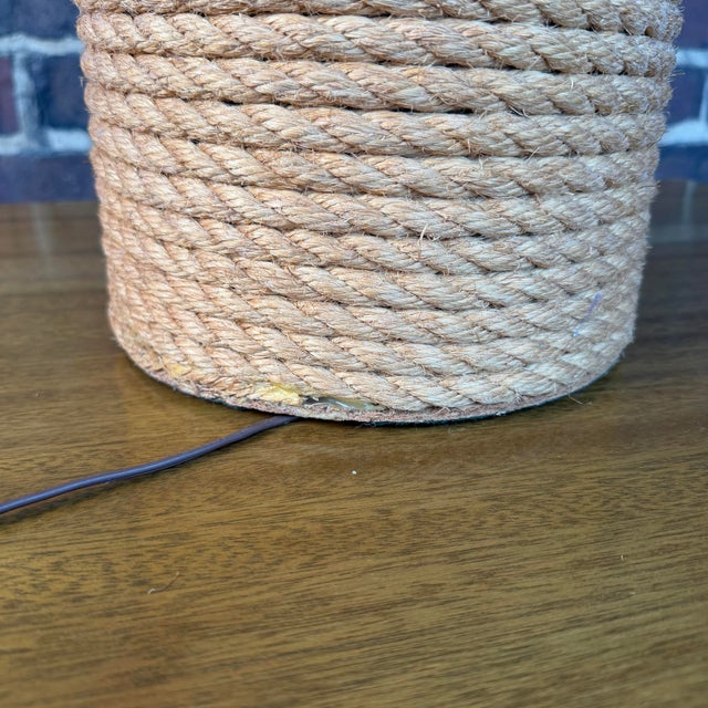 Large Vintage Rope Table Lamp Western Rustic For Sale - Image 4 of 6