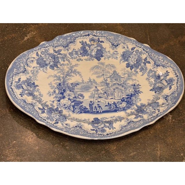 19th Century 19th Century Blue and White Platter For Sale - Image 5 of 9