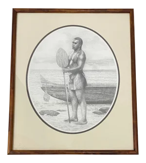 Edwin Kayton "Hawaiian Man" Original Graphite Portrait C.1998