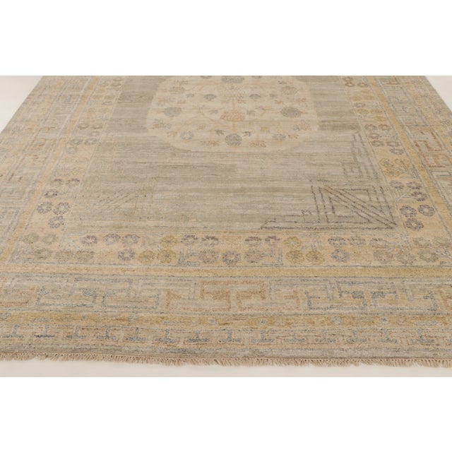 Rug & Kilim Modern Classics Khotan Style Medallion Natural Silk Rug by Rug & Kilim For Sale - Image 4 of 10