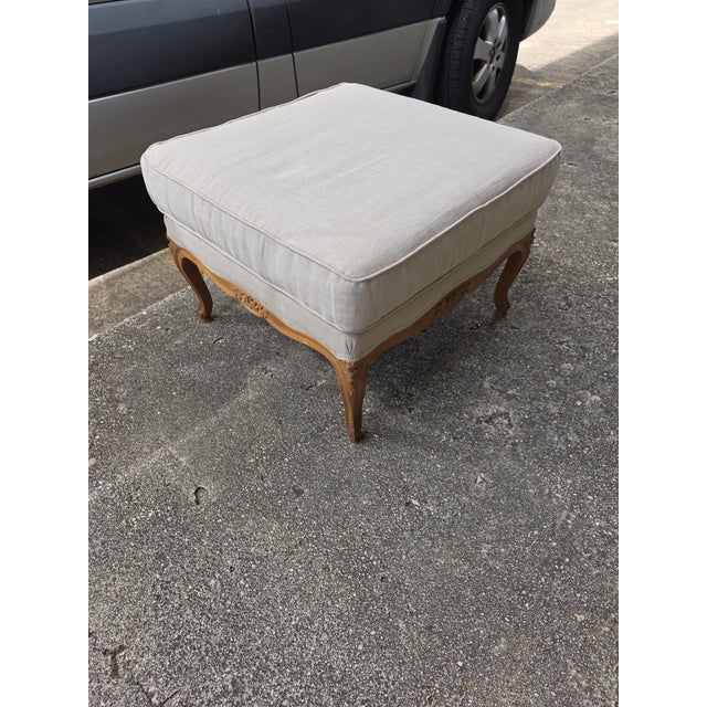 Vintage French Style Square Ottoman For Sale - Image 4 of 9