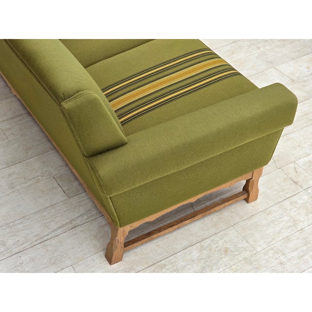 3-Seater Danish Sofa in Green Furniture Wool and Oak Wood, 1970s For Sale - Image 18 of 18