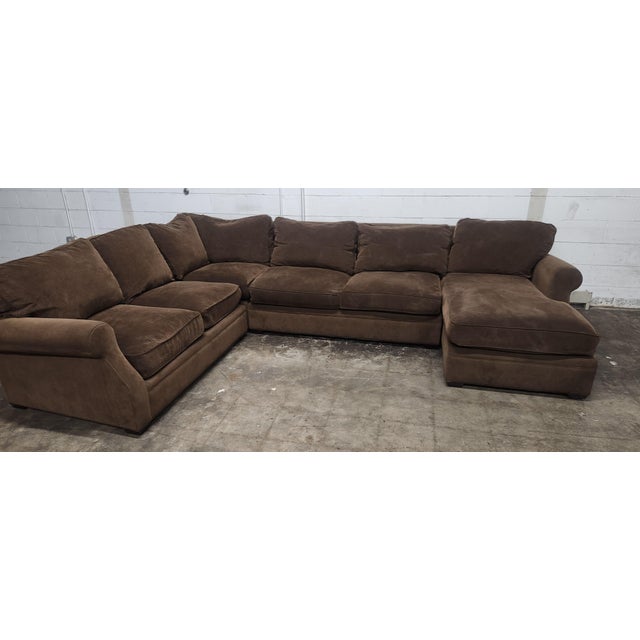 2010s Brown Four-Piece Sectional Sofa Attributed to Arhaus Camden-Style For Sale - Image 5 of 7