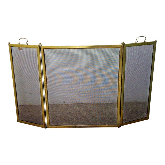 Victorian Solid Brass and Wire Mesh Fire Screen , Circa 1880s For Sale