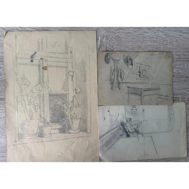 Heinrich Pforr, Father Pforr Kitchen Interior, Pencil on Paper For Sale - Image 13 of 13