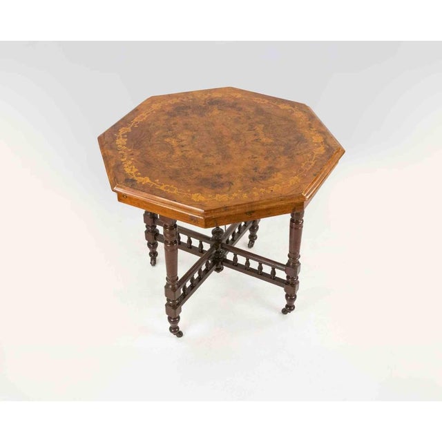 Brown Vintage Octagonal Coffee Table in Wood, Italy, Mid-20th Century For Sale - Image 8 of 9