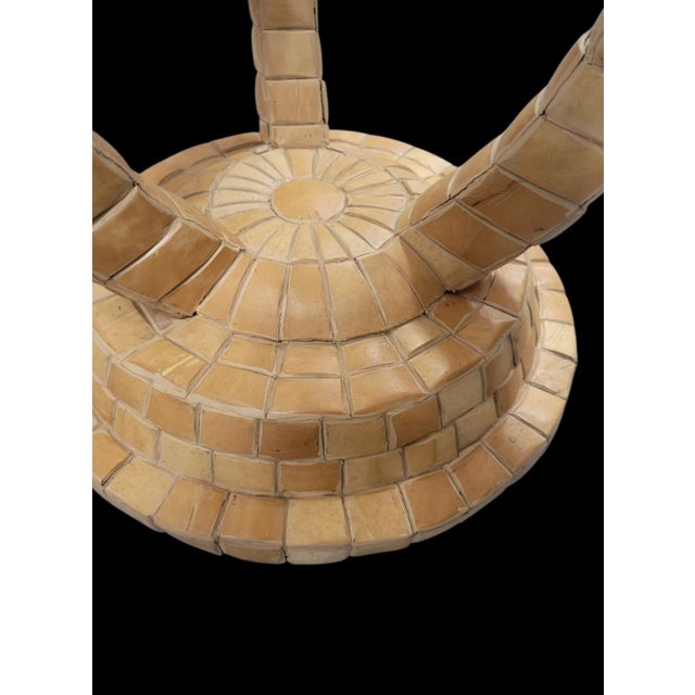 Tan Vintage Maitland Smith Tesselated Tile Encrusted Round Side Occasional Table For Sale - Image 8 of 12
