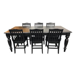 Pottery Barn Francisco Black Table & Six Chairs - Dining Set For Sale